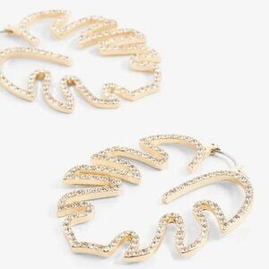 Express Pave Palm Leaf Chandelier Drop Earrings